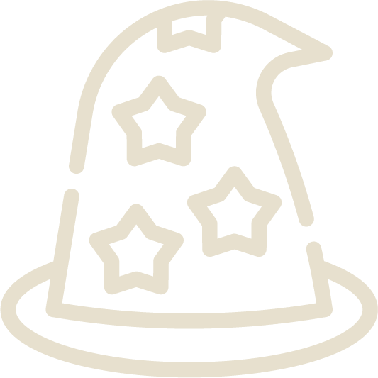 magicians hat with stars representing creation
